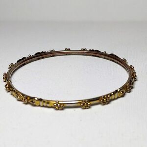 Bangle bracelet metal with small flowers around 7"